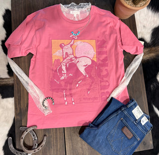 Wrangler Oversized Buckin' Bronco Tee {Pink}