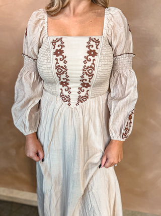 The Loni Square Neck Dress {Taupe}