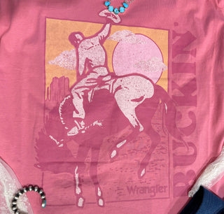 Wrangler Oversized Buckin' Bronco Tee {Pink}