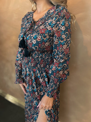 Rock & Roll Denim Challis Peasant Dress {Black}