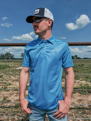 Mens Panhandle Slim SS Polo Snap Blue TM51T06654