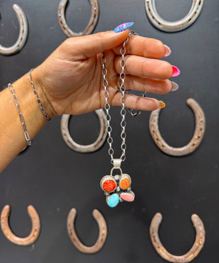 Ponderosa 4 Stone Mixed Cluster Necklace