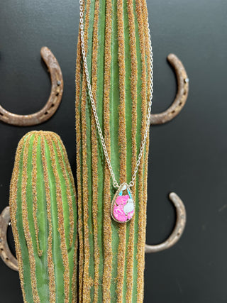 The Luna Cotton Candy Teardrop Necklace