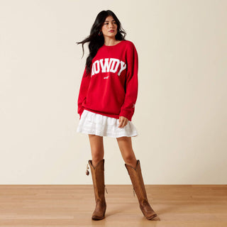 Ariat Women's Collegiate Oversize Sweatshirt {Crimson/White} 10079910