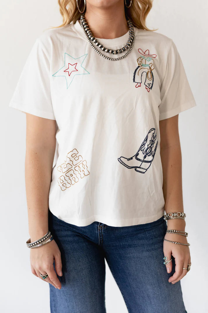 The Embroidered YeeHaw Tee