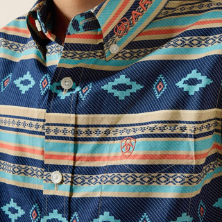 Ariat Boy's Team Jet LS Button Down {Navy/Orange}