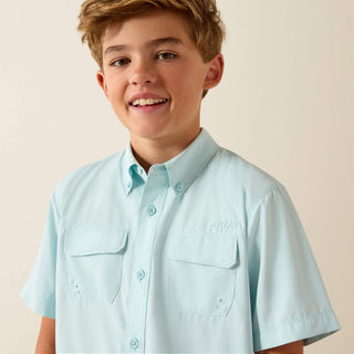 Ariat Boy's VentTek Outbound Short Sleeve Button Up {Blue Glow}