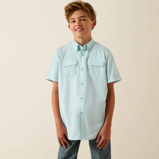 Ariat Boy's VentTek Outbound Short Sleeve Button Up {Blue Glow}