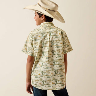 Ariat Youth Sable Short Sleeve Button Down {Almond Oil Scenic Print}