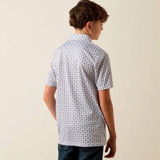 Ariat Youth All Over Print Polo {White}