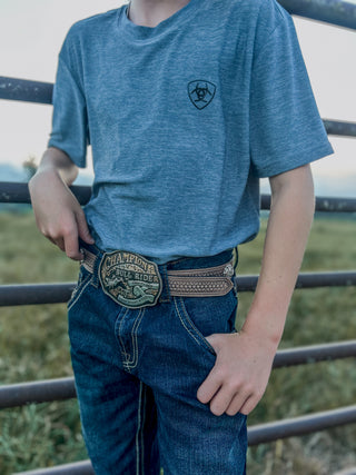 Ariat Youth Gradient Charger Tee {Newsboy Blue}