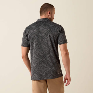 Ariat Men's Jacquard Fitted Short Sleeve Polo {Black}