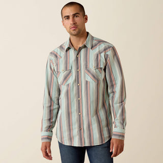 Ariat Men's Retro Hesperus Fitted Pearl Snap {Aquifer Plaid}