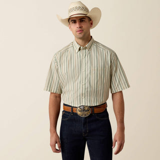 Ariat Men's Pro Series Stevie Short Sleeve Button Down {White Multi Stripe}