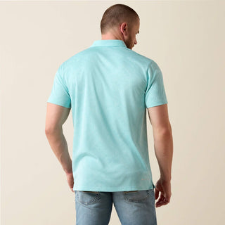 Ariat Jacquard Fitted Short Sleeve Polo {Aqua}