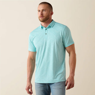 Ariat Jacquard Fitted Short Sleeve Polo {Aqua}
