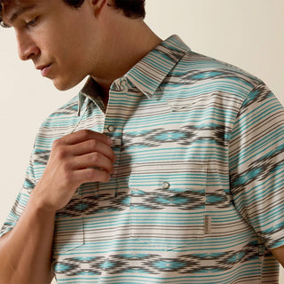 Ariat Men's Retro Fitted Western Snap Polo {Moonbeam}