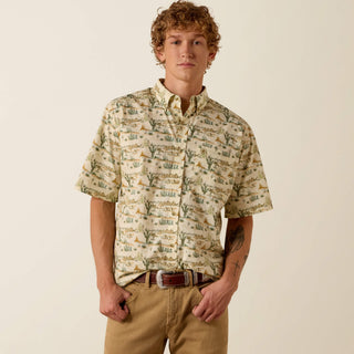 Ariat Men's Sable Short Sleeve Button Down {Almond Oil Scenic Print}