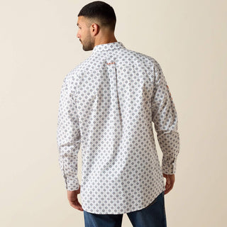 Ariat Team Jericho Long Sleeve Button Down {White+Orange}
