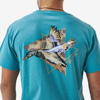 Burlebo Men's "Pintail Triangle Duck" Tee  SST-PTRI-CYN - Burlebo 2