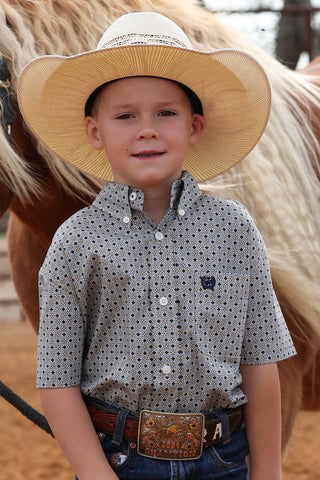Cinch Boy's Geo Printed Short Sleeve Button Down {Multi}