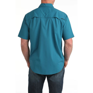 Cinch Men's Arenaflex Solid Short Sleeve Button Down {Teal}