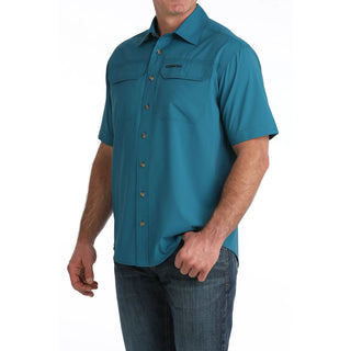 Cinch Men's Arenaflex Solid Short Sleeve Button Down {Teal}
