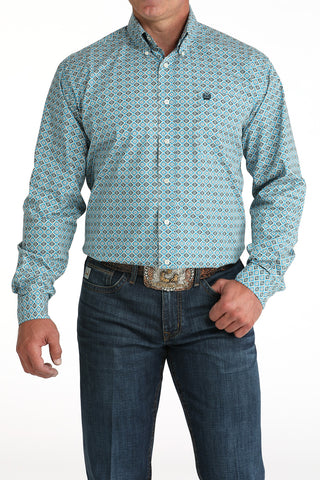 Cinch Geo Print Button Down {Blue}