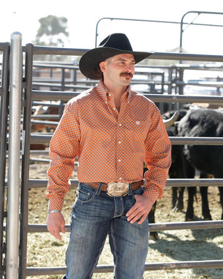 Cinch Men's Medallion Printed Button Down {Brown}