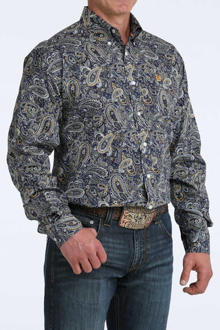 Cinch Men's Paisley Button Down {Royal Blue}