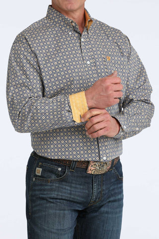 Cinch Men's Geo Print Button Down {Royal Blue}