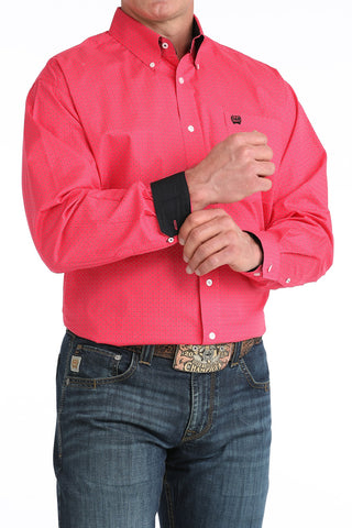 Cinch Men's Printed LS Button Down {Hot Pink}
