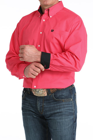 Cinch Men's Printed LS Button Down {Hot Pink}