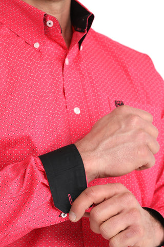 Cinch Men's Printed LS Button Down {Hot Pink}