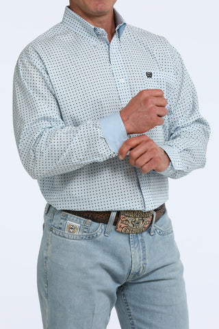 Cinch Men's Printed Button Down {Light Blue}