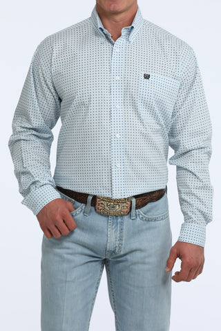 Cinch Men's Printed Button Down {Light Blue}