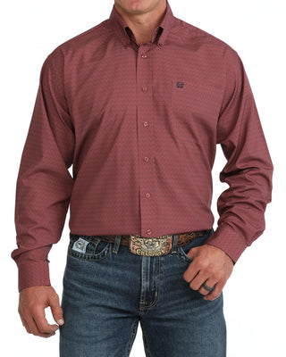 Cinch Men's Arenaflex Printed Button Down {Pink}