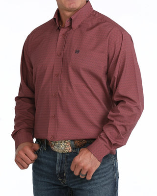 Cinch Men's Arenaflex Printed Button Down {Pink}