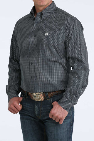 Cinch Men's Diamond Print Button Down {Navy}