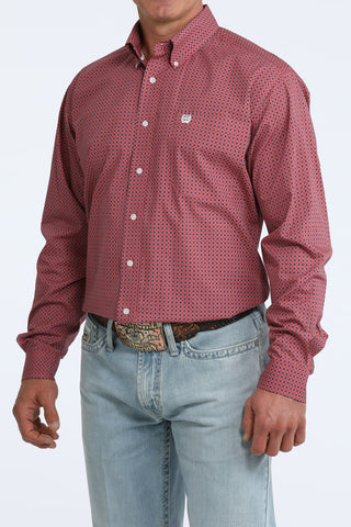 Cinch Men's Printed Button Down {Pink}