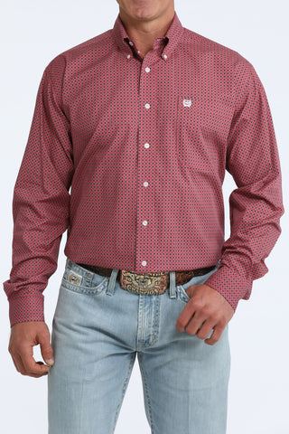 Cinch Men's Printed Button Down {Pink}
