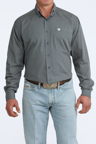 Cinch Men's Printed Button Down {Teal}