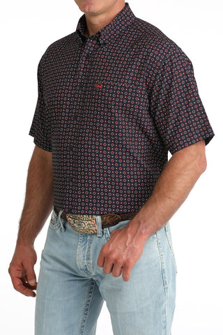 Cinch Men's ArenaFlex Printed Button Down {Navy}