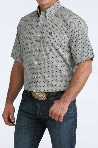 Cinch Men's Geo Print Short Sleeve Button Down {Neutral Navy}