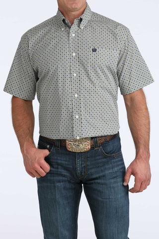 Cinch Men's Geo Print Short Sleeve Button Down {Neutral Navy}