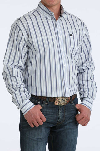 Cinch Men's Striped Button Down {Light Blue}