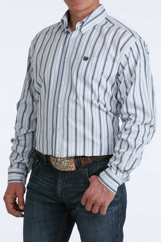 Cinch Men's Striped Button Down {Light Blue}