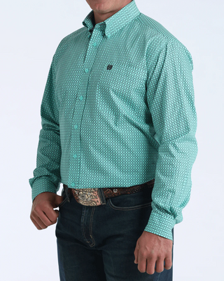 Cinch Men's Classic Printed Button Down {Turquoise}