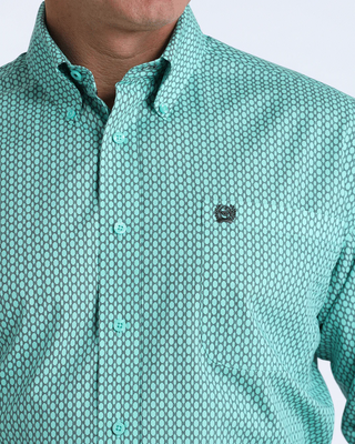 Cinch Men's Classic Printed Button Down {Turquoise}