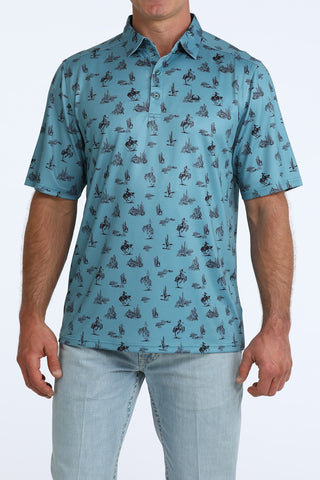Cinch Men's ArenaFlex Printed Polo {Teal}